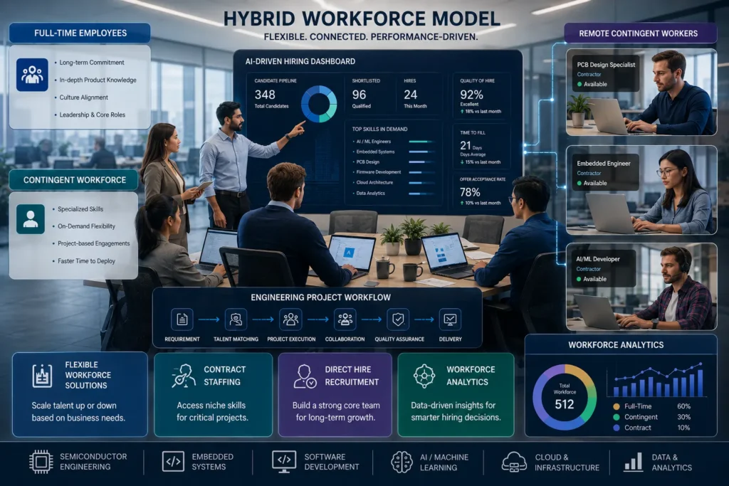 hybrid workforce solutions combining contingent labor and full-time hiring strategies